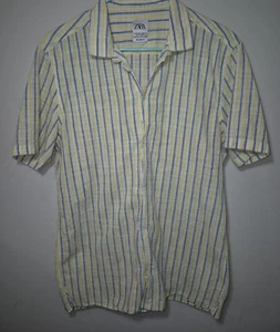 Zara Herren Relax Fit Button Down Hemd, gelb/weiß/grau gestreift Gr. M - Bild 1 von 11