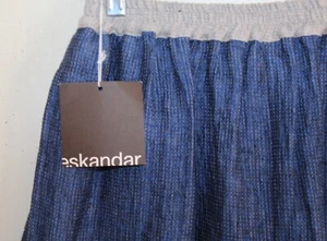 NWT Eskandar Sz 0 LAPIS Indigo VIBRANT Jean Blue Woven Trouser Pants Lux - Picture 1 of 6