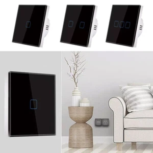 1/2/3 Gang Glas Touch Lichtschalter Ausschalter Schalter mit LED Anzeige 230V - Picture 1 of 47