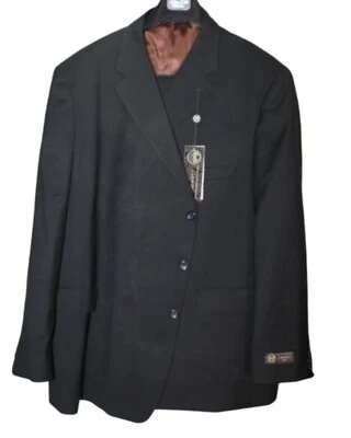 Traje Caravelli Negro 2 Piezas Poliéster Mezcla Viscosa 38R Abrigo, 32 W Pantalones Leer Foto 1 de 4