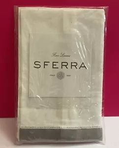 Sferra Italy Fingertip Towel 14" x 20" Set Of 2 White/ Grey Fine Linens - Picture 1 of 3