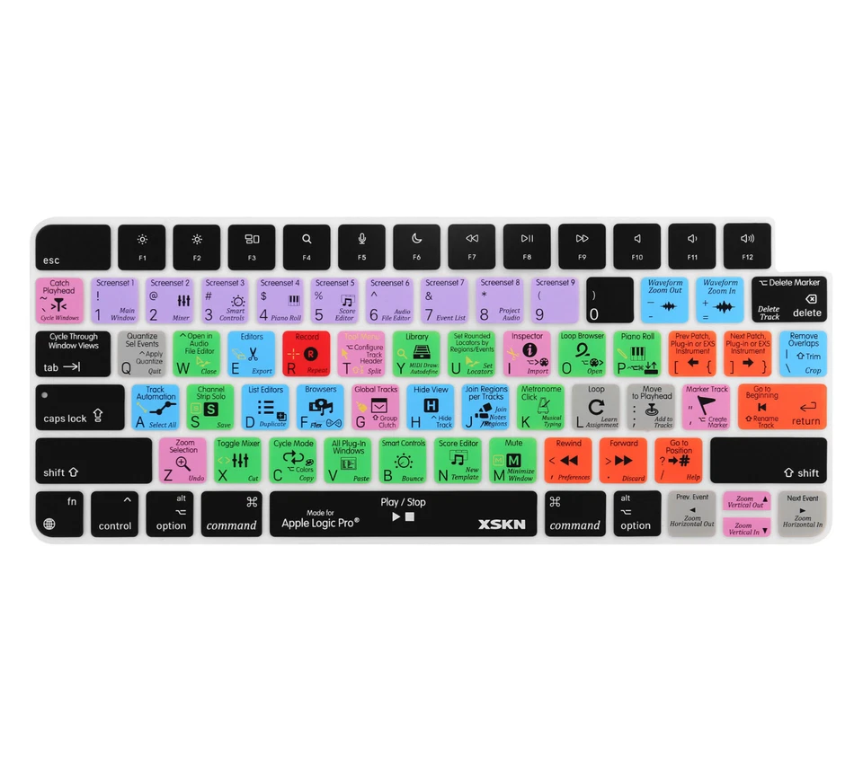 XSKN Logic Pro Shortcuts Keyboard Cover Skin for iMac 24" Magic Keyboard 2021+ - Image 1 of 4