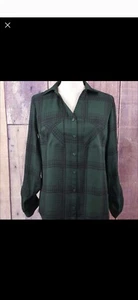NY Collection Women's Size X Small Plaid Utility Shirt Pine Grove Houndstooth - Picture 1 of 4