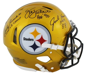 Steelers LBs (3) Ham Lambert & Russell Signed Flash F/S Speed Proline Helmet BAS - Picture 1 of 3