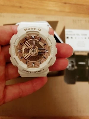 new Casio  BA110-7A1  Women's Baby-G White Resin Rose Gold Dial  - Image 1 of 4