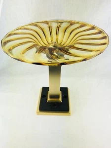 Murano CreArt venezianische 14" Vase Kompott 24% Bleikristall italienischer Goldsockel - Bild 1 von 12