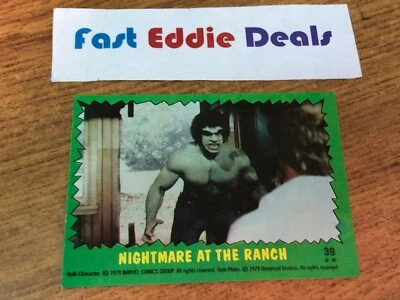 TOPPS 1979 THE INCREDIBLE HULK BUBBLEGUM CARD 39 BILL BIXBY LOU FERRIGNO MARVEL - Image 1 of 2