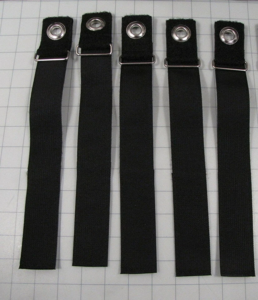 5pk 1.5" x 12.5" Hook & Loop Cinch Strap w/ Metal Buckle & Eyelet NEW