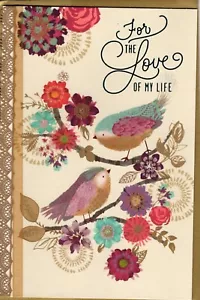 Biglietto Punzone Happy Anniversary Wife Beautiful Birds & Good Fortune Tema - Foto 1 di 3