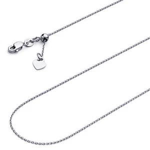 Wellingsale 14k White Gold Solid 0.9mm Link Adjustable Necklace - 20" - Picture 1 of 6