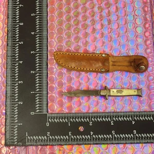 VTG Miniature Colonial Imperial USA Mini Fixed Blade Knife Leather Sheath 4 Inch - Picture 1 of 12
