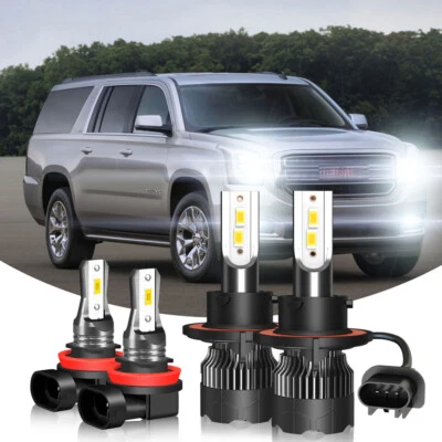 For GMC Yukon XL 1500 2500 2007-2014 Front LED Headlight Hi Lo + Fog Light Bulbs - Image 1 of 4