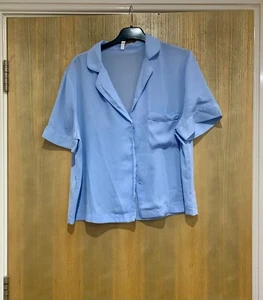 Mango MNG Woman Top Shirt US 8 Eu L Light Blue - Picture 1 of 3