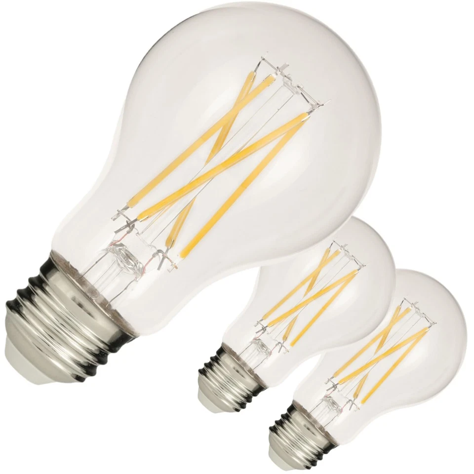 3Pack A19 LED Filament Light Bulb, 7.6W(60W), Classic Clear Glass, 4000K, E26 - Image 1 of 1