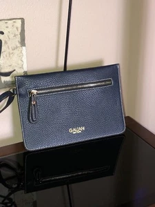 GALIAN Dark Blue Leather Clutch Purse or Tote Bag Insert HTF *MAKE OFFER* EUC - Picture 1 of 12