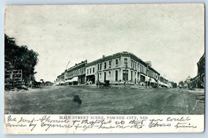 c1910 Main Street Scene Dirt Road Building Carriage Pawnee City Nebraska Postcar - Bild 1 von 2
