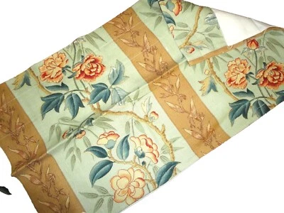 ROSE TREE GREEN TAN SPRUCE RED FLORAL TEXTURED STRIPE (1) LINED VALANCE 19 X 78 - Image 1 of 4