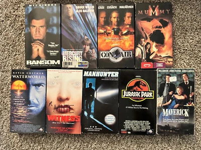 VHS Movie LOT (9) Actions/Adventure - The Mummy, Jurassic Park, Mercury Rising - Image 1 of 2