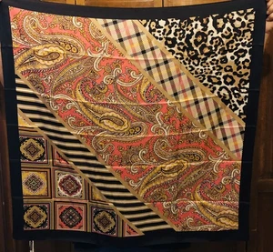 Talbots Silk Scarf & Unbranded Rhinestone Pearl Scarf Ring, Silver Tone NWT - Picture 1 of 16