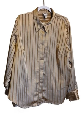 Worthington золото атлас чувствовать пуговицах нарядная блузка, длинным рукавом, размер 2 X - Изображение 1 из 4