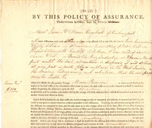 US EMBOSSED RM 263b -POLICY OF ASSURANCE ( INSURANCE AGAINST PIRATES) -2/2/180 - Picture 1 of 6