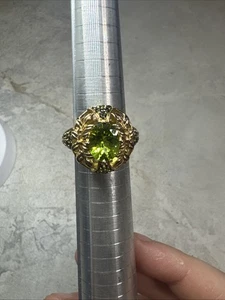 Anillo llamativo de cóctel de peridoto de diseño MEDA de oro amarillo de 14 k talla 8 H118 - Imagen 1 de 16