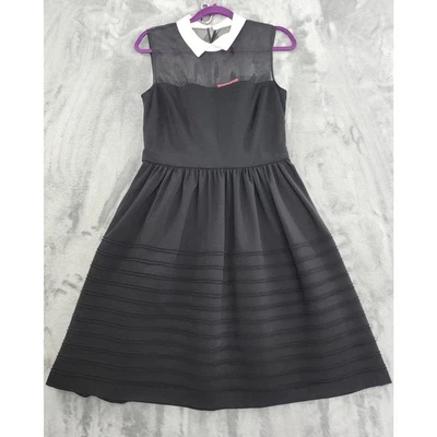 Vestido Betsey Johnson Midi Transparente Sin Mangas Cuello Talla 10 Negro Blanco Fiesta Foto 1 de 4