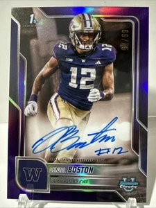 2025 Bowman Chrome U - PURPLE on card AUTO #BCA-DB Denzel Boston 1st 66/75 - Picture 1 of 2