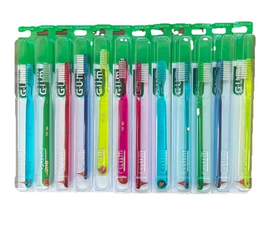 12 Pk GUM Classic 409 Compact size Soft Toothbrush With Rubber Tip - Image 1 of 4