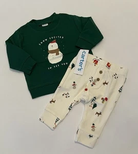 Carters Baby Boy Christmas Clothes 3 Months Pants Shirt 2 PC Cute Winter Outfit - Picture 1 of 3
