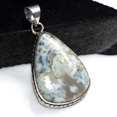 Árbol Ágata 925 Chapado en Plata Colgante Hecho a Mano 1.8" Exquisita Joyería JW Foto 1 de 3