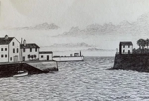 Landscape Seascape Drawing by Dan Winfield. - Picture 1 of 1