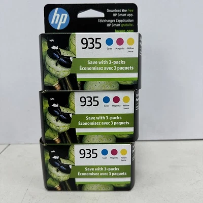 HP 935 - Pacote com 3 cartuchos de tinta coloridos - (9 cartuchos totais) EXP 2025-26  - Imagem 1 de 4