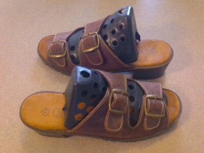 Brown Suede Leather Slides By Nicole Made In Spain. Size 7.5 Women - Image 1 of 4