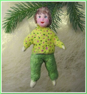 🎄Ornement ancien en coton filé de Noël,Garçon,fabriqué en URSS 🎄#1110247 - Picture 1 of 9