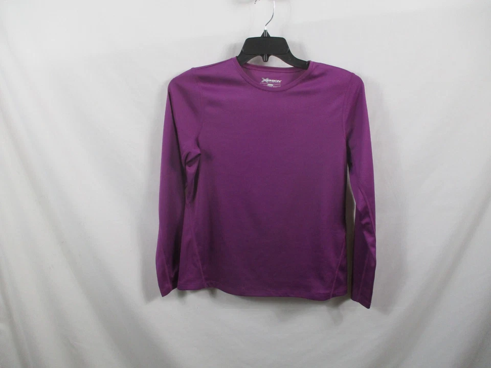 Camisa para mujer Xersion mediana púrpura cuello redondo manga larga atlética poliéster Foto 1 de 4