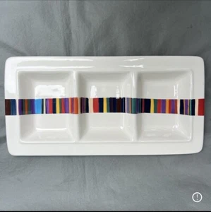 HAVANA Tabletops Unlimited Hand Painted Multicolored 3 Part Relish Tray 14"x7" - Picture 1 of 4
