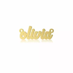 14K Solid Yellow Gold Personalized Custom Cursive Name Pendant - Necklace Charm - Picture 1 of 3