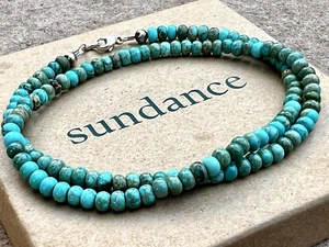 NEW $218 Sundance 17" Blue Turquoise Sterling Silver Beaded Handmade Necklace - Picture 1 of 11