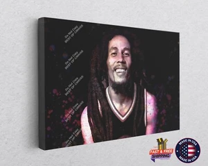 Bob Marley Reggae Music Hip Hop Black Canvas Print Art Home Décor Wall Art - Picture 1 of 7