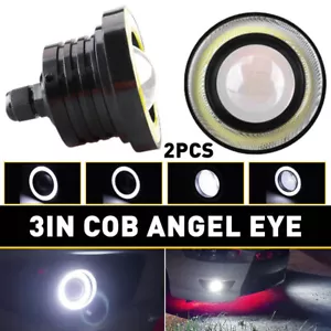 2x inch 3" Round Led Lights Fog White COB Angel Eyes Halo DRL Driving Car Trucks - Picture 1 of 11