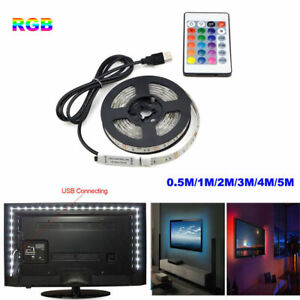 5050 USB RGB LED Strip Light Bar TV Back Lighting Kit+Remote Control 5V 60SMD/M