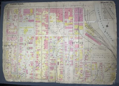Raro G. M. Hopkins & Co. 1908 Atlas City of Nashville [Placa 03] SoBro District - Imagem 1 de 4