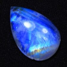 17CT NATURAL RING SIZE BLUE FIRE RAINBOW MOONSTONE PEAR CABOCHON GEMSTONE SG-675