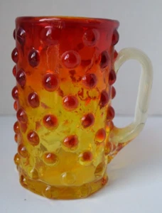 Vintage Glass Hobnail Amberina Mug 2.25" diameter x 4” tall - Picture 1 of 7