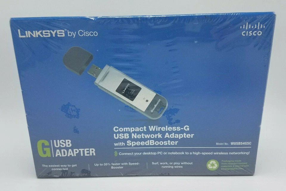 Cisco-Linksys WUSB54GSC Compact Wireless-G USB Network Adapter with SpeedBooster - Image 1 of 4