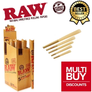 RAW Classic Pre-Rolled 5 Stage Rawket Hemp Cones 5 Cones 5 Sizes Rolling Paper - Picture 1 of 4