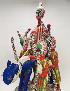 Yoruba Beaded Altar Portrait. Royal Oba Procession. Authentic. m20thc - Picture 1 of 12