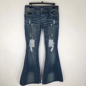 Blue Asphalt Jeans Women's 5 Blue Bootcut Ripped Denim Pants - Picture 1 of 10