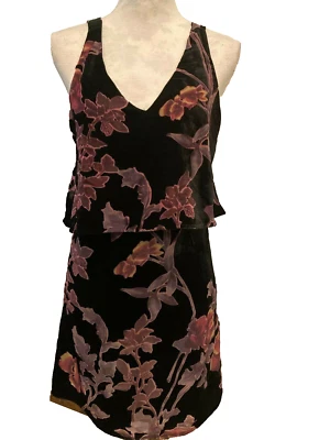 Everly Velvet Burnout Dark Floral Dress, Small, lined, Zip straps Tag $42.00 NWT - Image 1 of 4